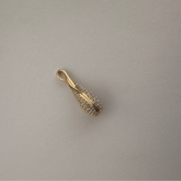 Swarovski Signed Gold Tone Teardrop Pendant Crystals Vintage Necklace Charm - Picture 13 of 13